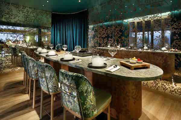 Oceans Events VIP tasting room with communal table for exclusive board dinners.