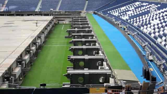 Terreno de Juego stadium load-in: complex event infrastructure setup for a large-scale live concert.