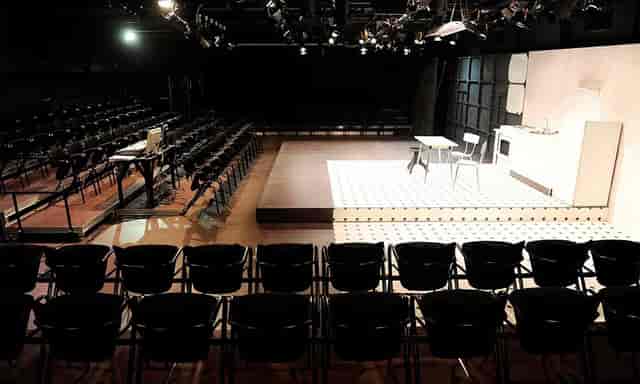 Fernán Gómez black-box theatre stage for intimate events and corporate presentations.