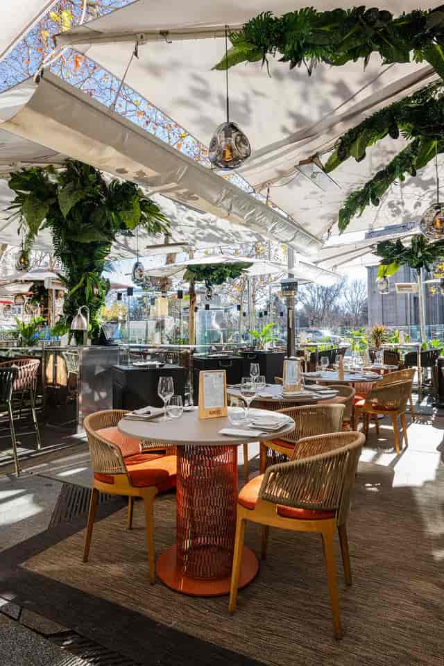 Biophilic outdoor Terrace in Ramses, ideal for corporate networking and upscale event receptions.