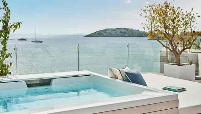 Luxury rooftop at Nobu Hotel Ibiza Bay for executive retreats and VIP networking events.
