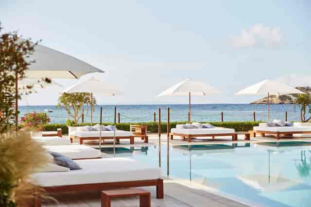 Luxury poolside executive retreat at Nobu Hotel Ibiza Bay for corporate incentive events.