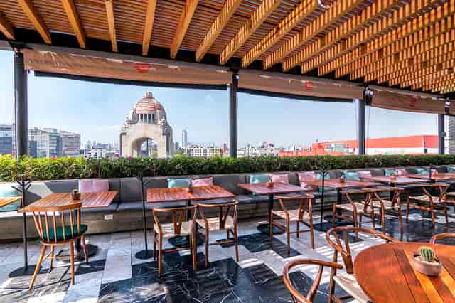 Open-air rooftop venue at Terraza Cha Cha Chá for corporate cocktail hours and networking events.