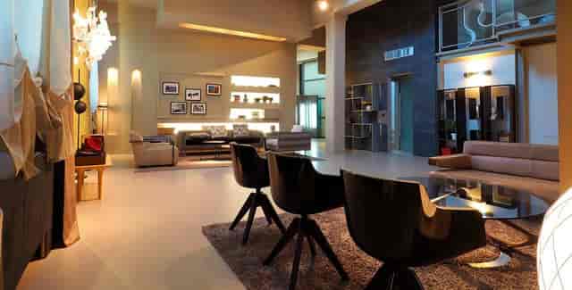 Contemporary outdoor lounge area for professional networking and VIP corporate events.
