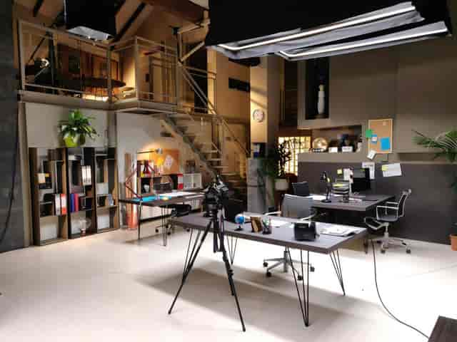 Yori Studio office set with professional lighting for corporate video and virtual events.
