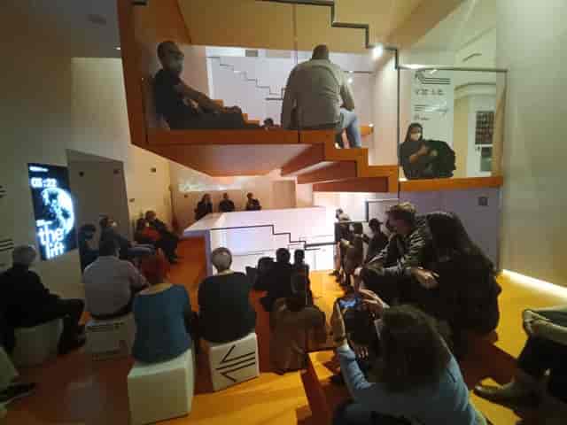 Immersive Room at MEET: multi-level breakout space for creative corporate events and workshops.