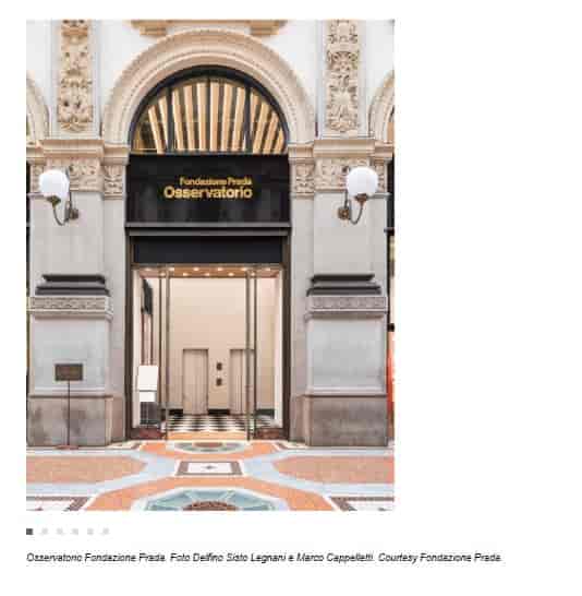 Osservatorio Fondazione Prada entrance: elegant architectural venue for VIP receptions and events.