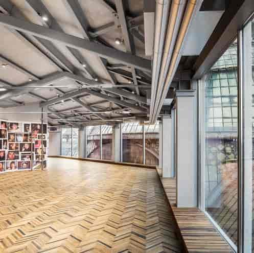 Industrial-chic Fondazione Prada Osservatorio venue for creative exhibitions and brand activations.