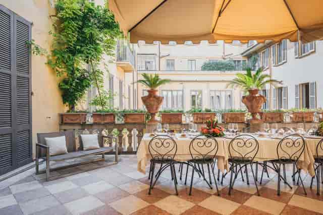 Terrace at Newton House: Elegant outdoor venue for private networking and luxury alfresco luncheons.
