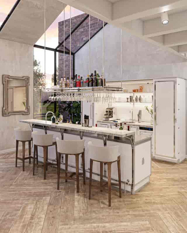 High-end bar in The Showroom for VIP networking and private reception events.