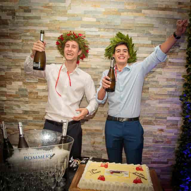 Sala Diamond at Club Milano: Champagne celebration for corporate awards event.