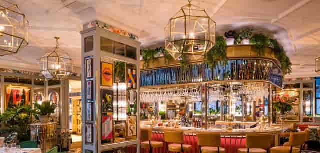 Eclectic vintage bar in reception area, perfect for boutique networking and VIP events.