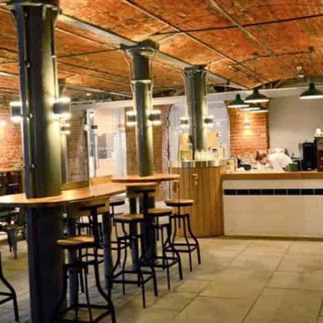 Industrial-chic Bar Café in Manchester for networking and corporate meeting event venue rental.