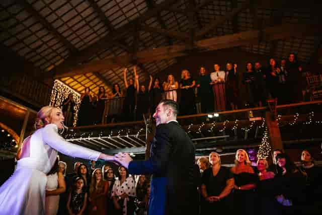 Main Hall at The Barn: Mezzanine venue design for high-impact corporate events and receptions.