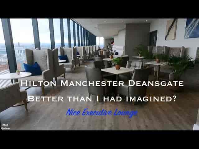 Executive Lounge at Hilton Manchester Deansgate with floor-to-ceiling windows for VIP meetings.