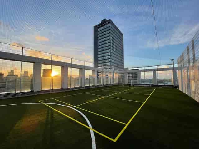 Rooftop gym at Angel Gardens for corporate team-building and networking events.