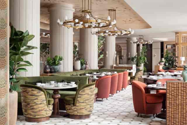 Luxury restaurant dining space for VIP breakfast and corporate breakout sessions in Mayfair.
