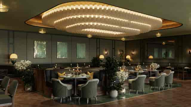 Luxury bar at Montcalm Mayfair with plush booth seating for corporate dinners and cocktail events.
