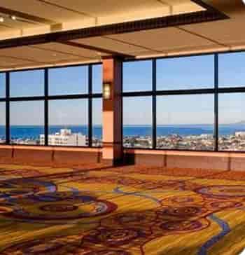 Catalina event space, Marina del Rey Marriott with floor-to-ceiling windows for corporate meetings.