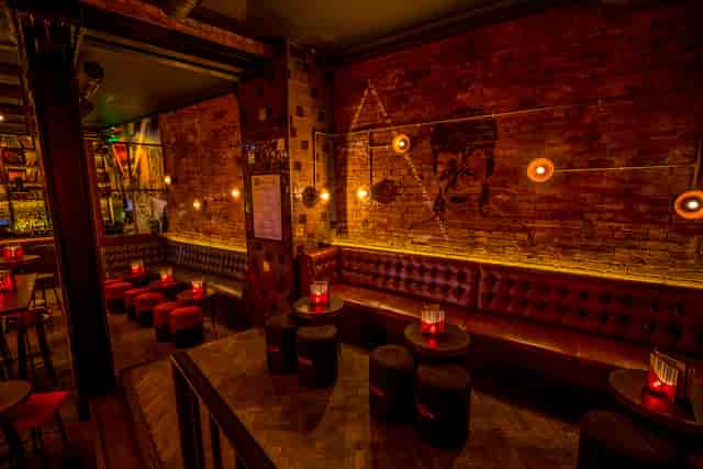 Stylish Ground Floor at Old Street Records, cozy venue for intimate gatherings and events.