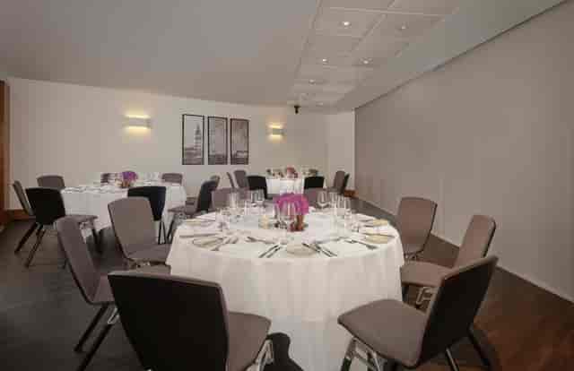 Elegant dining setup at Park Plaza County Hall for corporate events and gatherings.