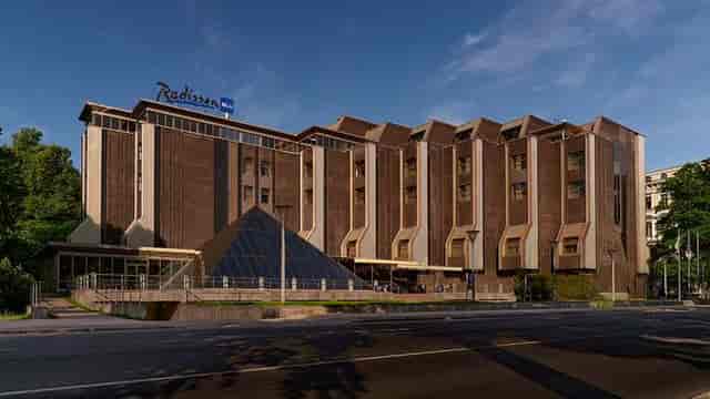 Mid-century modern Radisson Blu Ridzene hotel conference venue for corporate events.