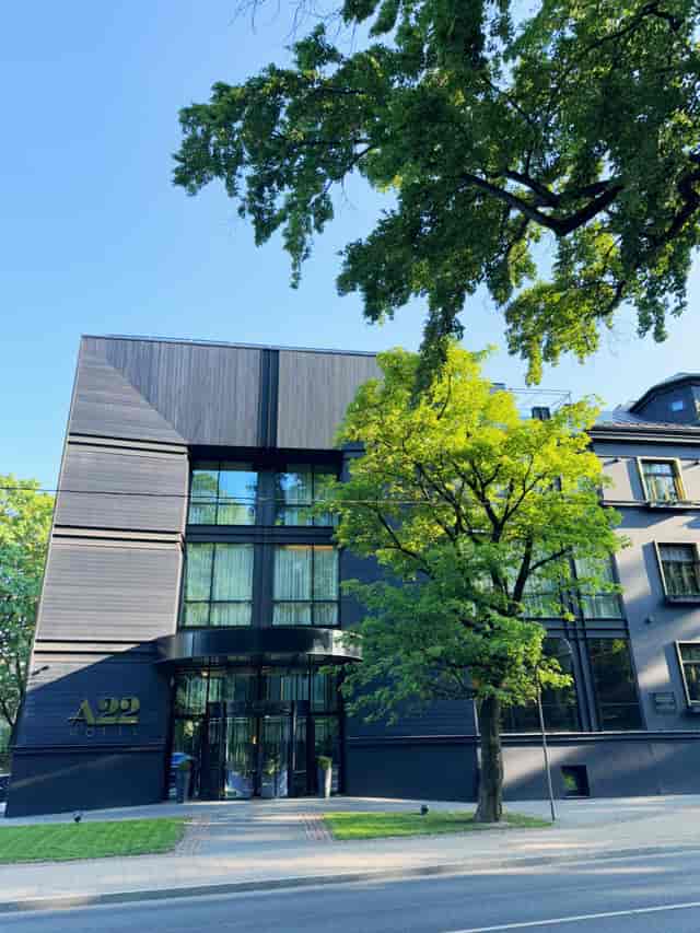 Restaurant JOHN at A22 Hotel: Modern facade for executive board meetings and corporate off-sites.