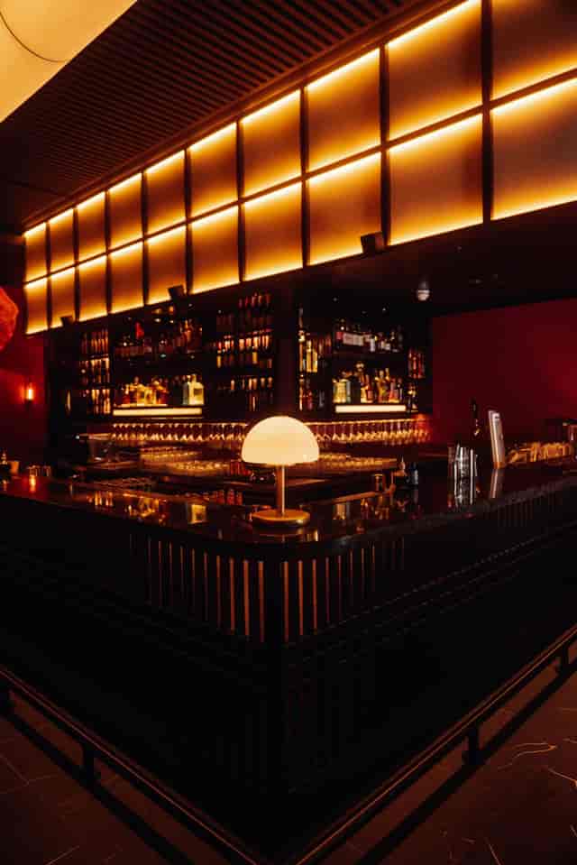 Moyagi cocktail bar with mood lighting for VIP corporate networking and business receptions.