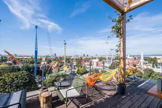 Zoku Vienna rooftop venue for networking and incentive events with iconic skyline views.