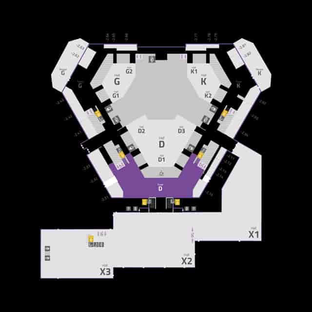 d'FarbeSPACE convention center floor plan featuring configurable modular halls for events.