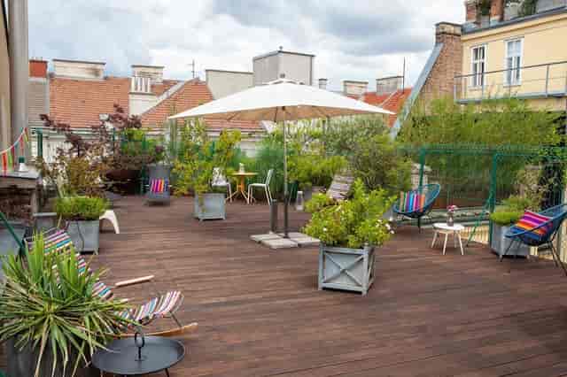 Rooftop terrace in Altstadt Vienna for intimate business meetings and corporate receptions.