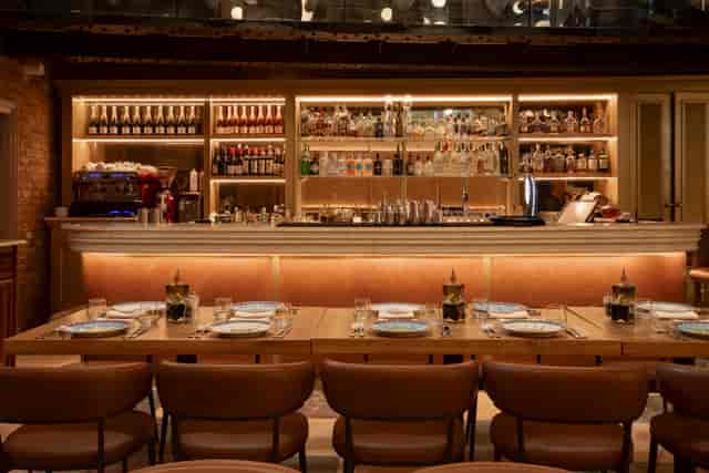 Bocconcino Mayfair private bar, warm lighting for upscale corporate events and dinner receptions.