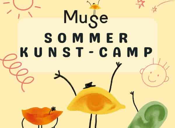 Youth summer art camp flyer with whimsical branding for Elementares Musizieren event.