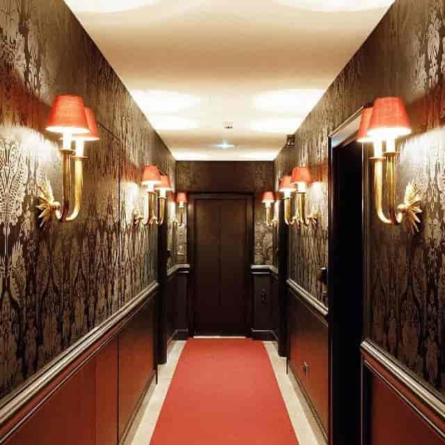 Moody Hotel Beethoven conference corridor for VIP breakout events and cocktail functions.