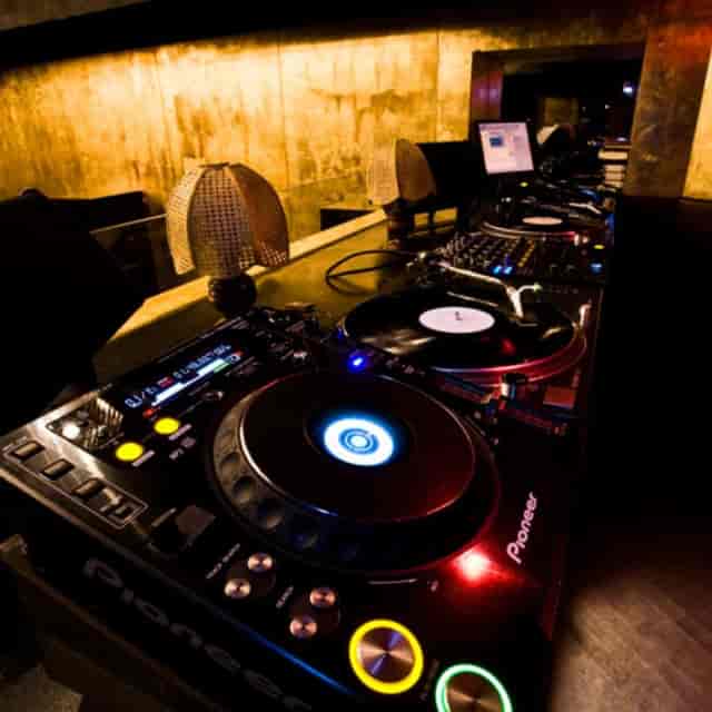DJ setup in a Chicago Loop nightclub for corporate events and professional nightlife production.