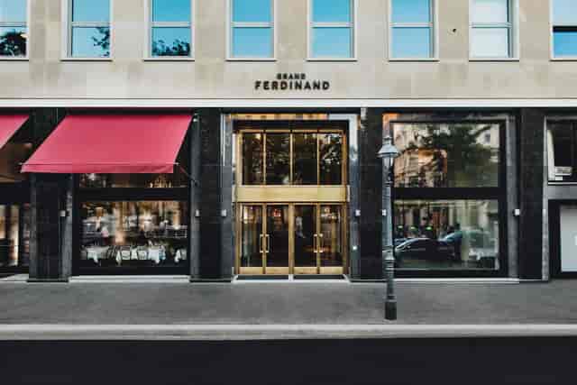 Grand Ferdinand Restaurant facade, elegant venue for corporate events and urban gatherings.