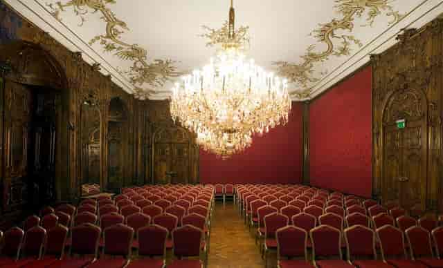 Red Salon, Wiener Barock Orchester: ornate historic architecture for formal conference venues.