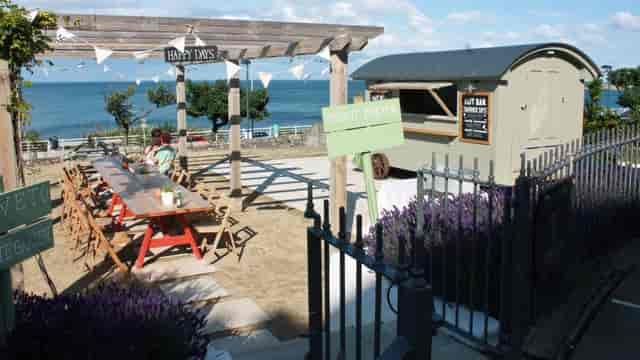 Outdoor bar at Haddington House with pergola for summer events and intimate private parties.
