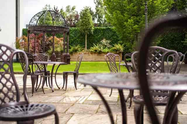 Courtyard at The Abbey: Intimate outdoor patio for networking events and small breakout sessions.