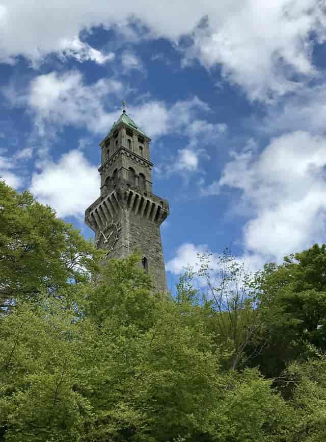 Historic clock tower at Farmleigh House, ideal for outdoor corporate events and brand activations.