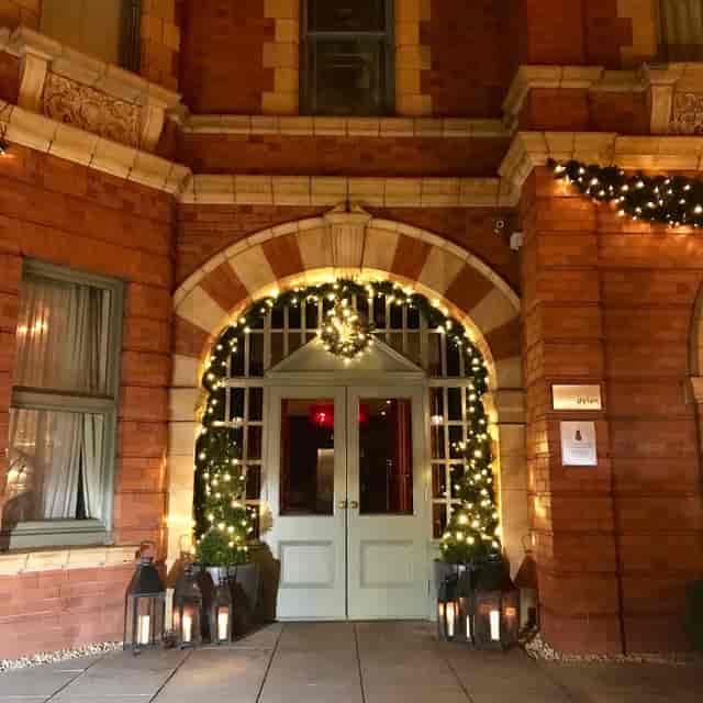 Festive entrance at Dylan Hotel Room 1900, elegant event venue.