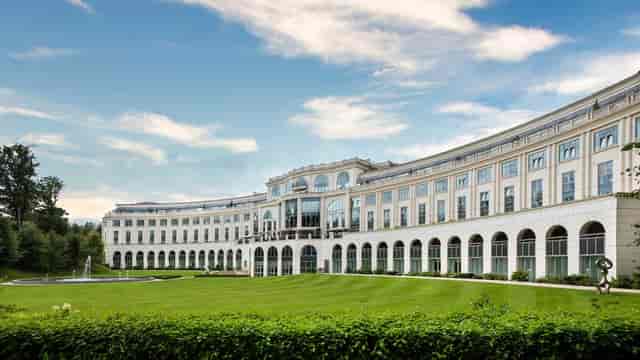 Luxury corporate retreat venue at Powerscourt Hotel with expansive grounds for events.