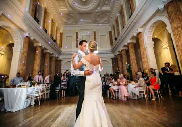 Georgian ballroom at Powerscourt Estate with neoclassical architecture for luxury wedding venues.