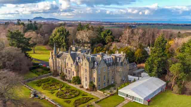 Carberry Tower castle classroom interior, luxury wedding and event venue.