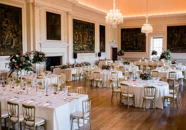 Ballroom at Hopetoun House with crystal chandeliers, ideal for luxury gala and corporate events.