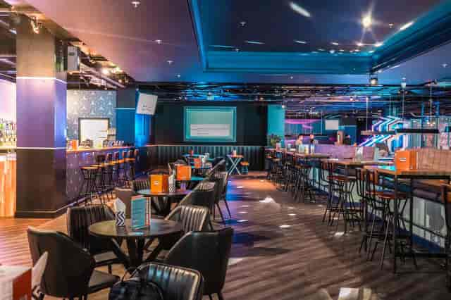 Vibrant event space at Star Pins, Coventry, ideal for corporate events and gatherings.