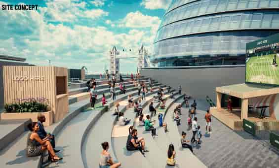 Tiered Glasshouse Terrace for experiential marketing and corporate events in London.