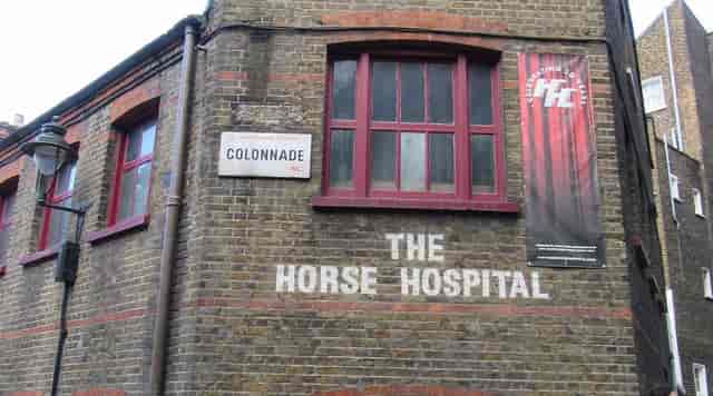 Industrial-chic art gallery at The Horse Hospital for edgy pop-up and immersive events.