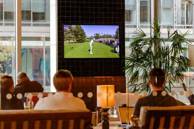 Pitch Wharf hotel lobby venue hire with AV integration for corporate events and conferences.