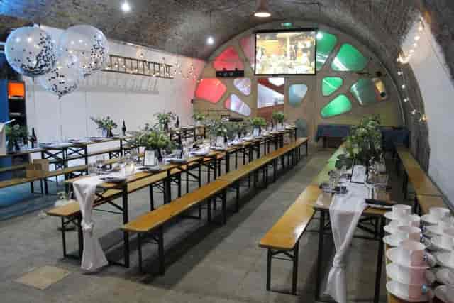 Private Hire Area in Maison Close Mayfair with brick walls for corporate and social events.
